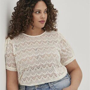 Torrid - Puff Sleeve Tee, Stretch Lace Ivory, Tags Says 4, Fits Like a 2…​​